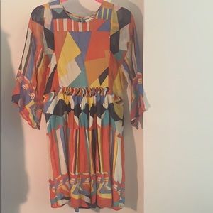 BA&SH Paris multi-color geometric print dress